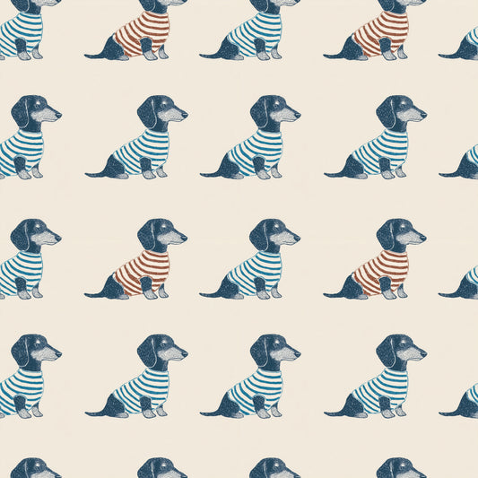 Dachshunds in Stripes Digital Seamless Pattern