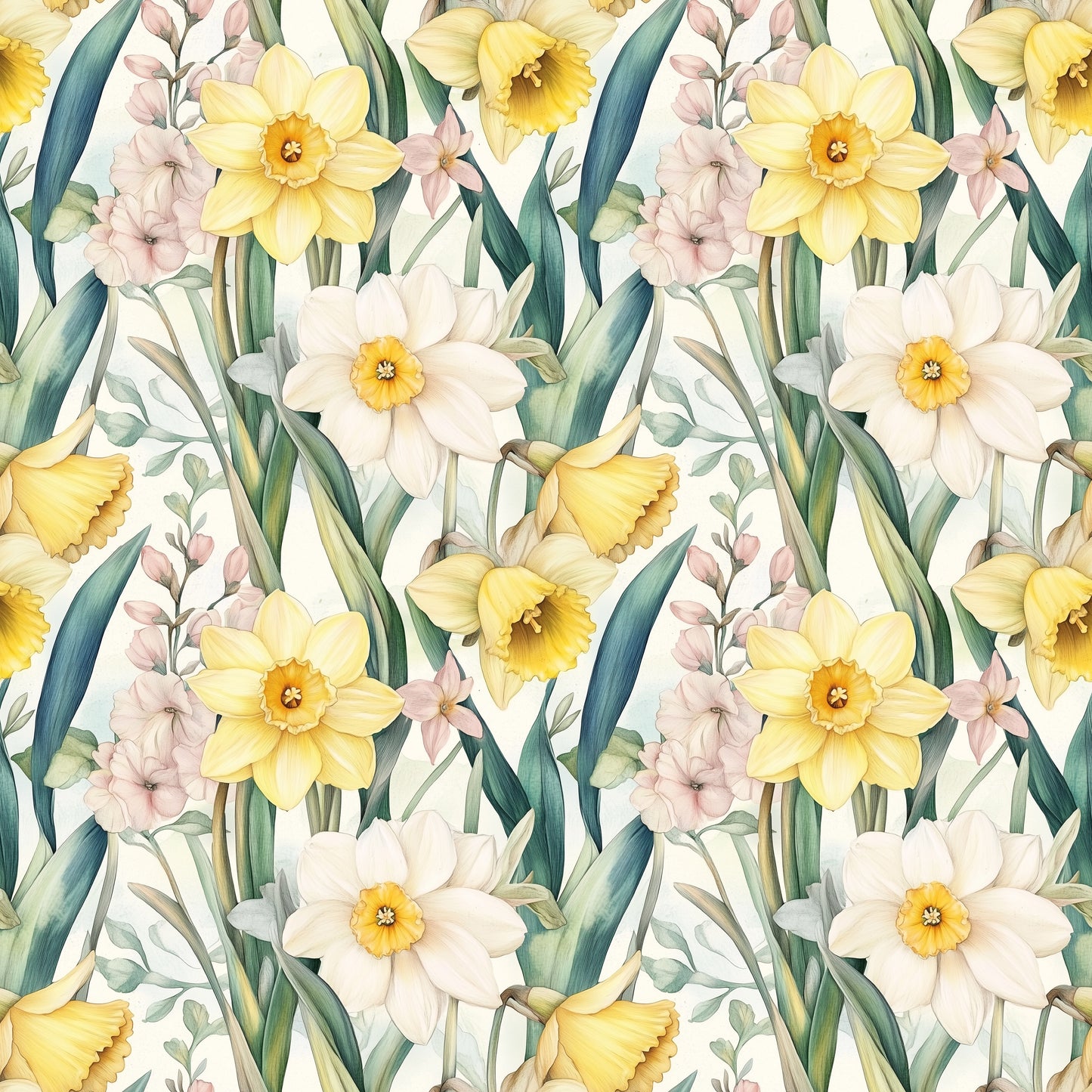 Daffodil Field Digital Seamless Pattern