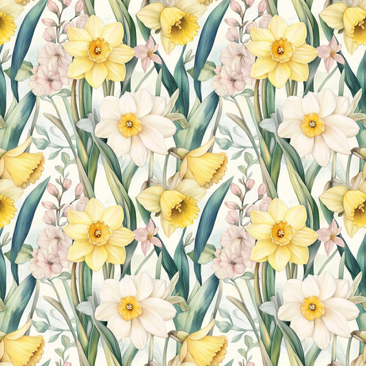 Daffodil Field Digital Seamless Pattern