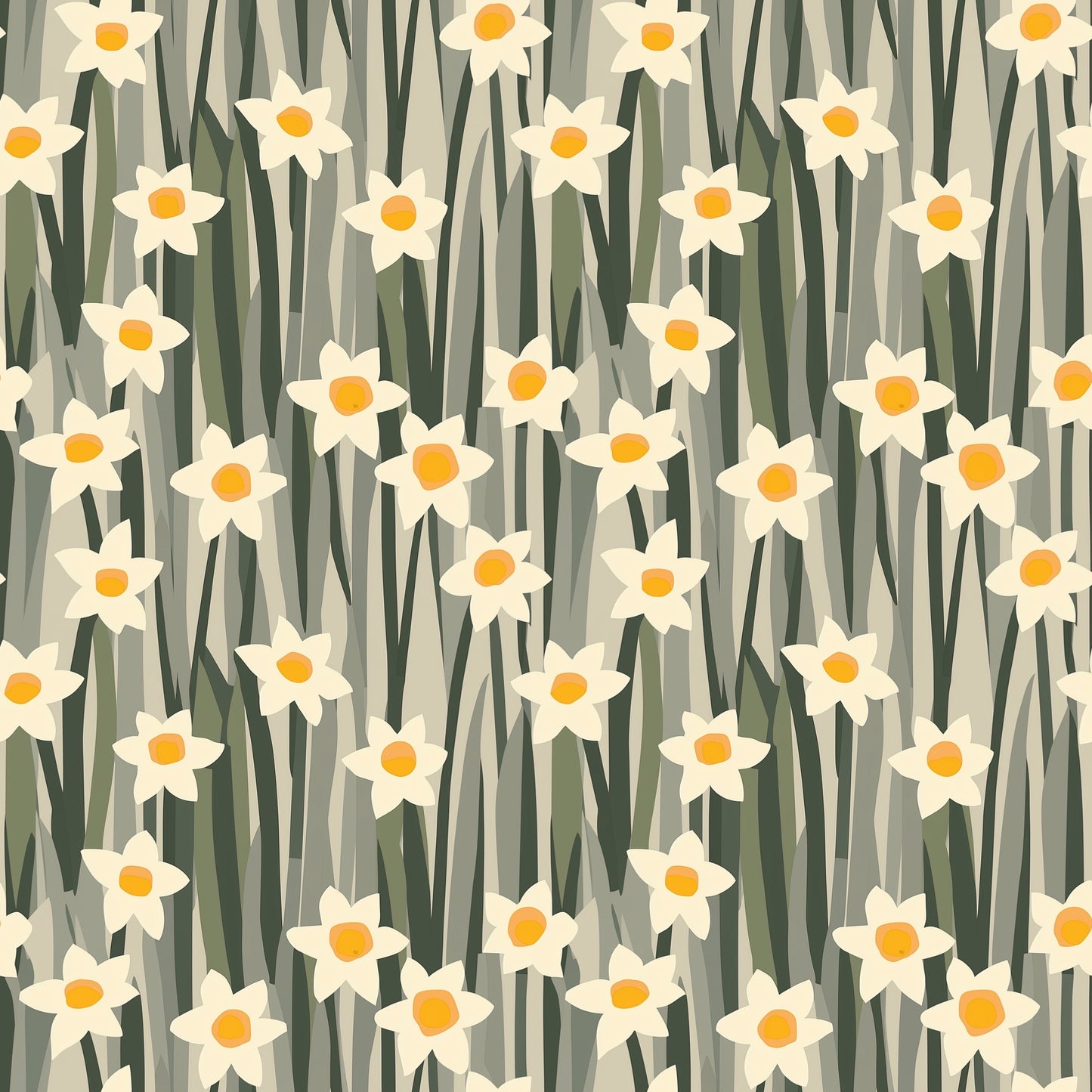 Daffodil Garden Digital Seamless Pattern
