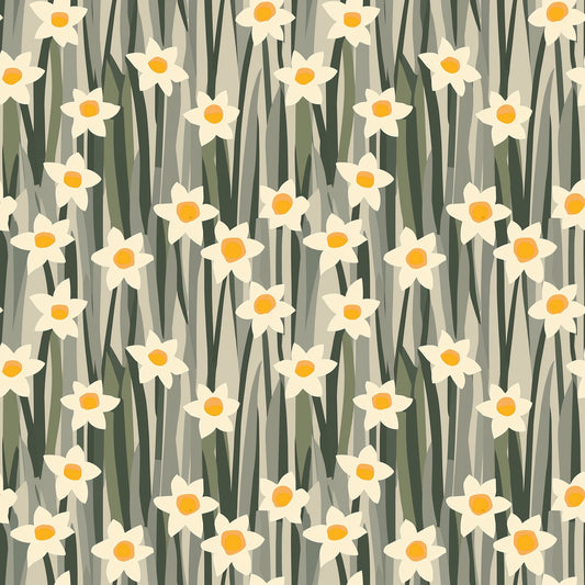 Daffodil Garden Digital Seamless Pattern