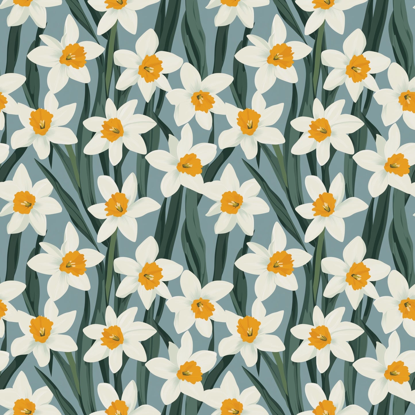 Spring Daffodils Digital Seamless Pattern