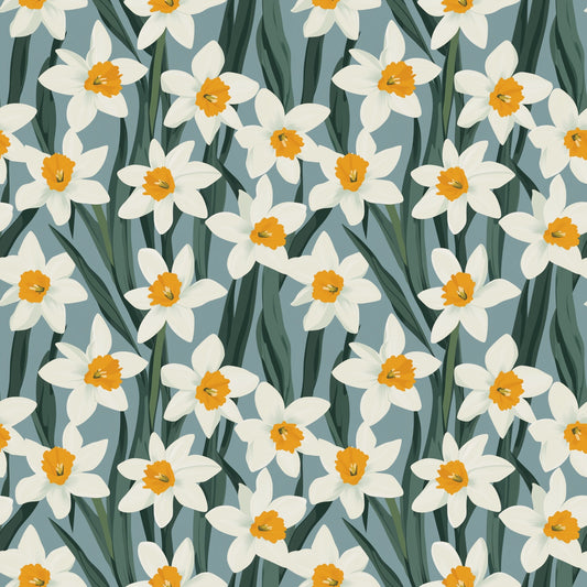 Spring Daffodils Digital Seamless Pattern