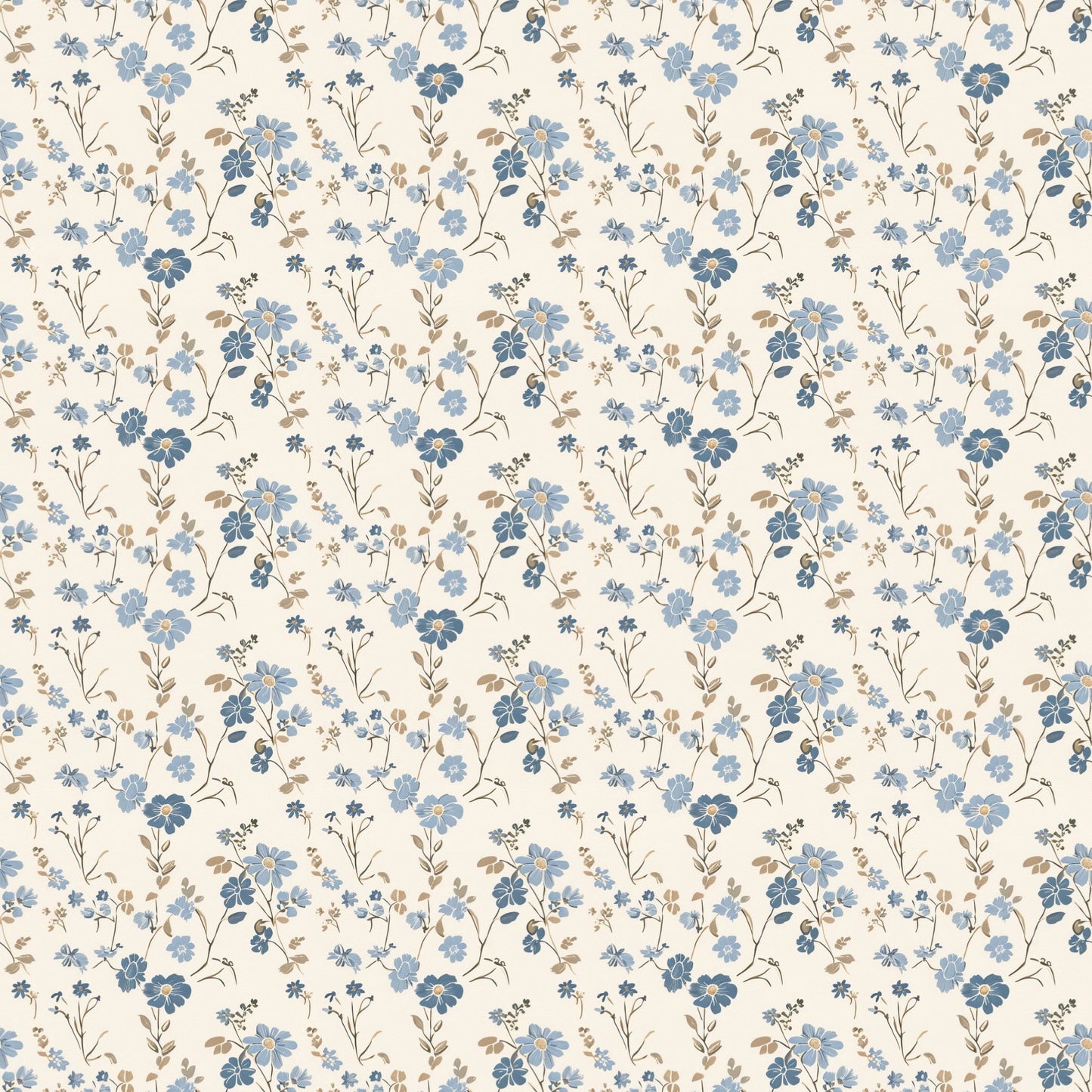 Dainty Blue Floral Digital Seamless Pattern