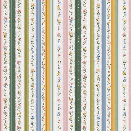Dainty Floral Stripes Digital Seamless Pattern