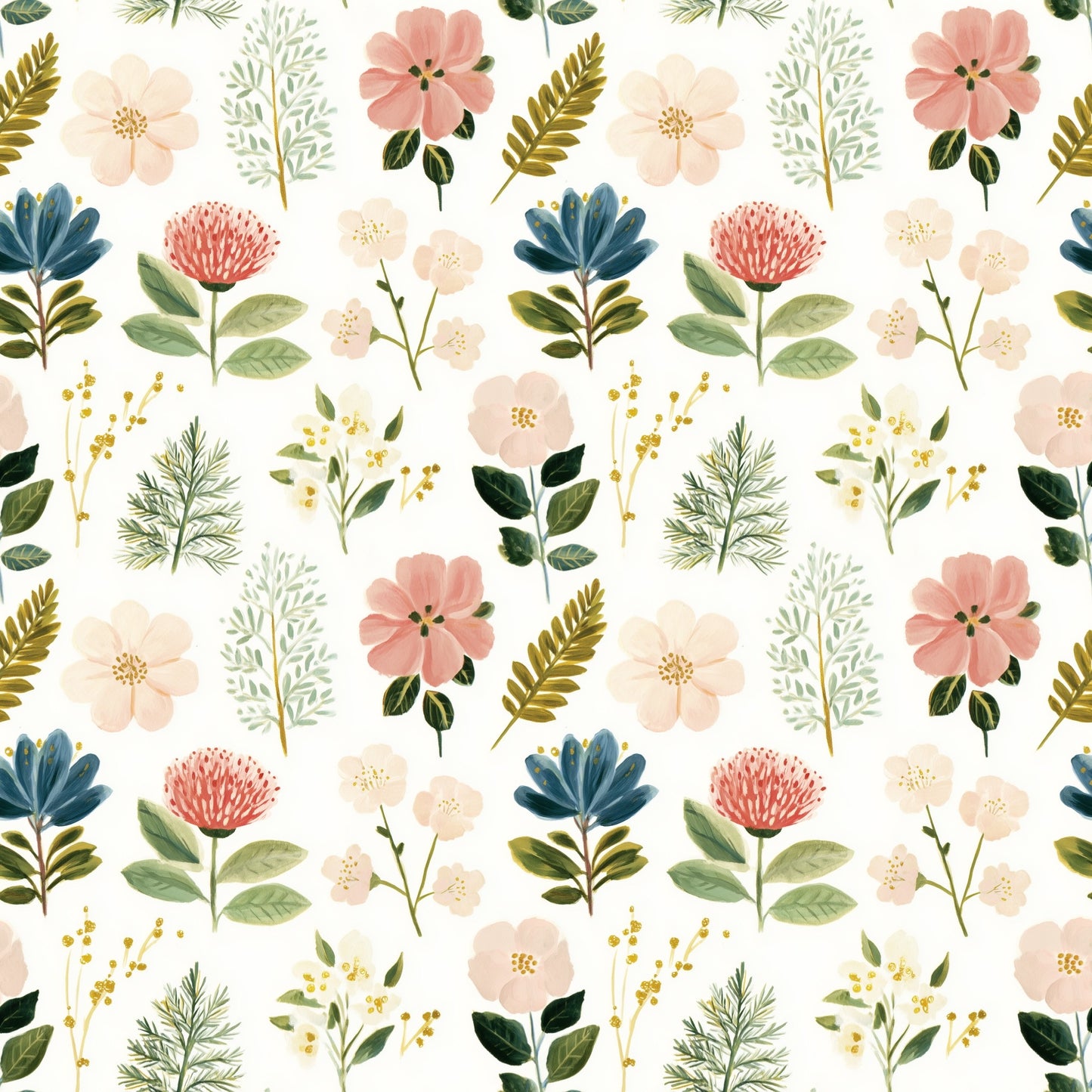 Dainty Glitter Wildflower Digital Seamless Pattern