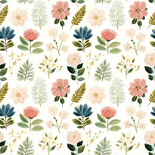 Dainty Glitter Wildflower Digital Seamless Pattern