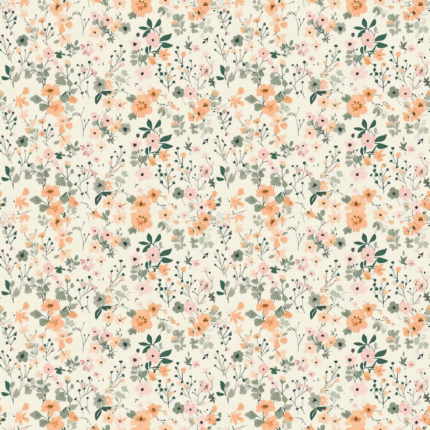 Dainty Peach Floral Digital Seamless Pattern
