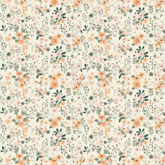 Dainty Peach Floral Digital Seamless Pattern