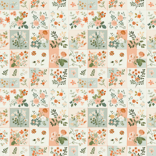 Dainty Peach Patchwork Digital Seamless Pattern