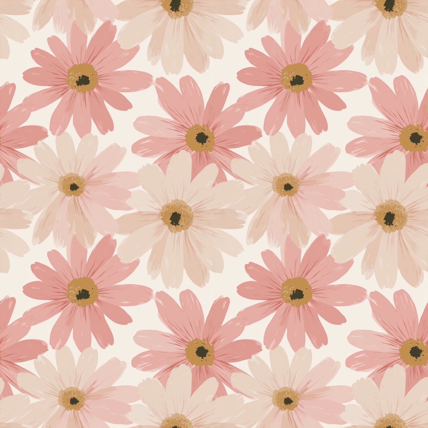Daisies in Pink Digital Seamless Pattern