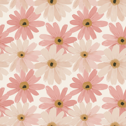 Daisies in Pink Digital Seamless Pattern