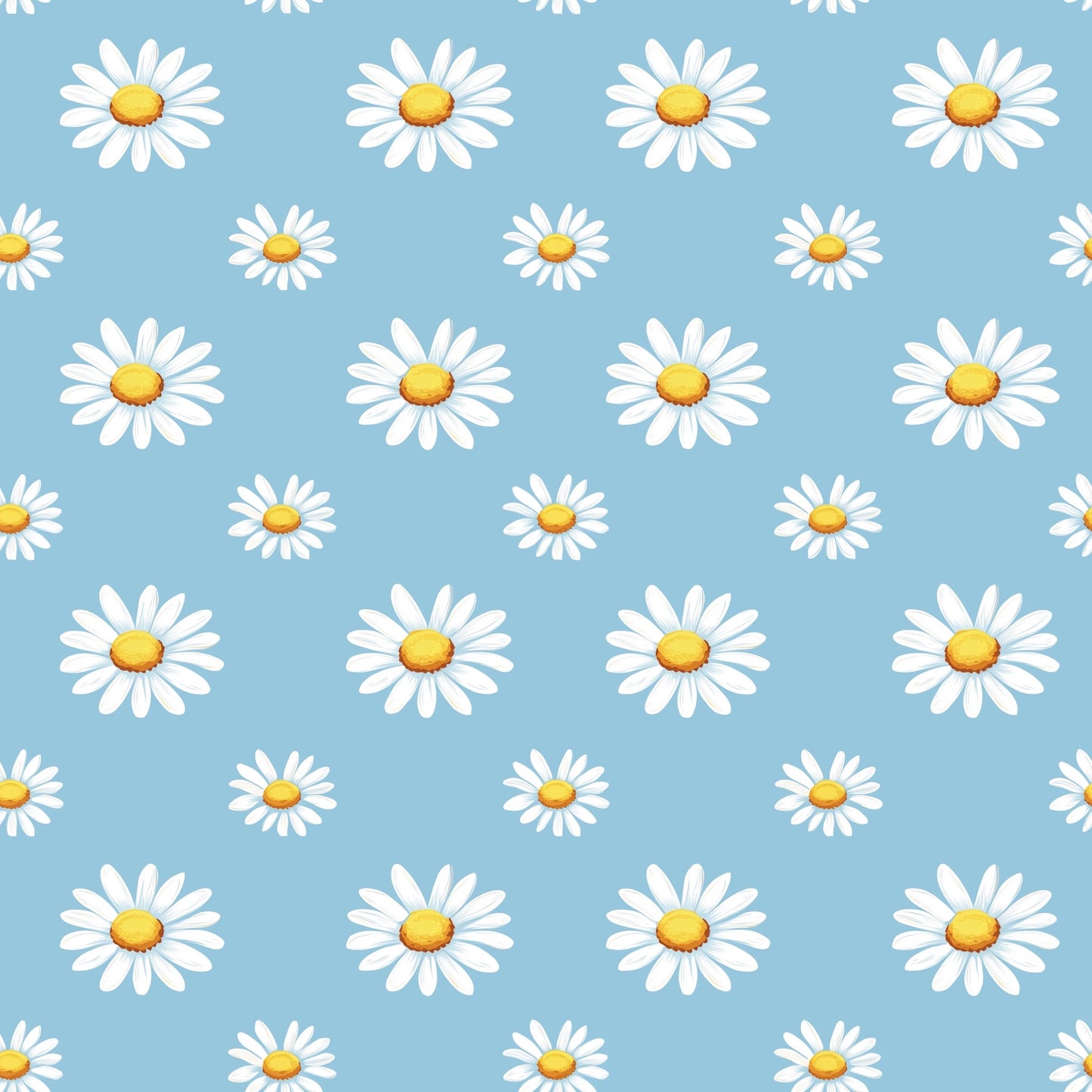 Daisies on Blue Digital Seamless Pattern