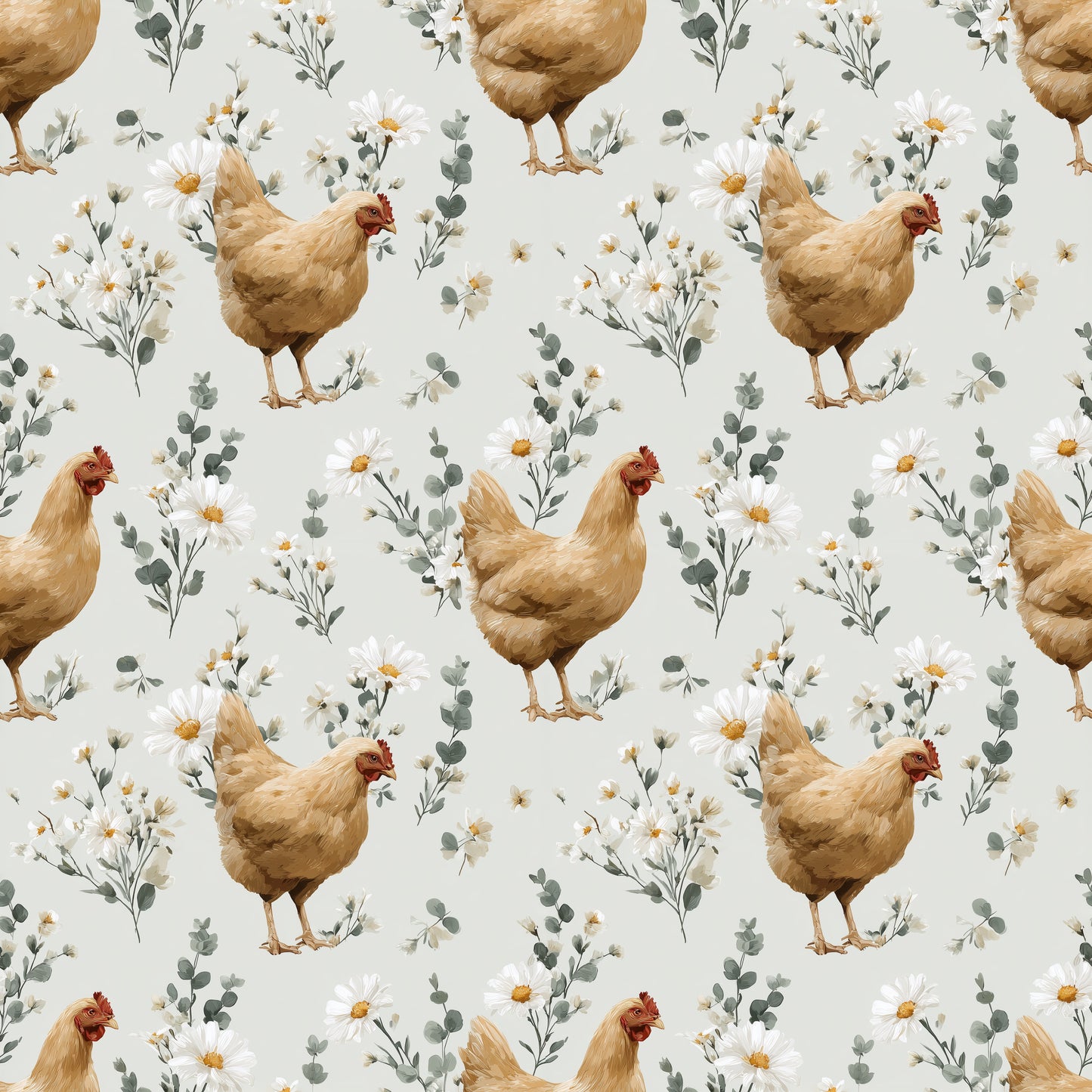 Daisy Chickens Digital Seamless Pattern