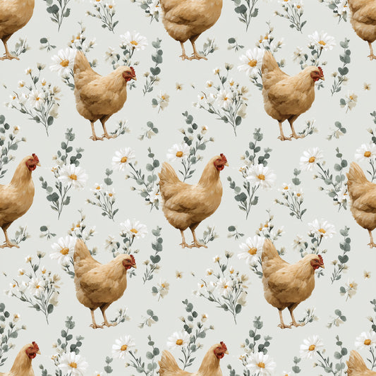 Daisy Chickens Digital Seamless Pattern