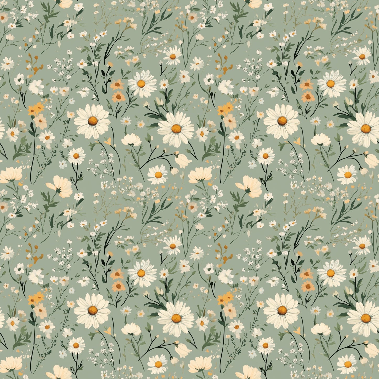 Daisy Garden Digital Seamless Pattern