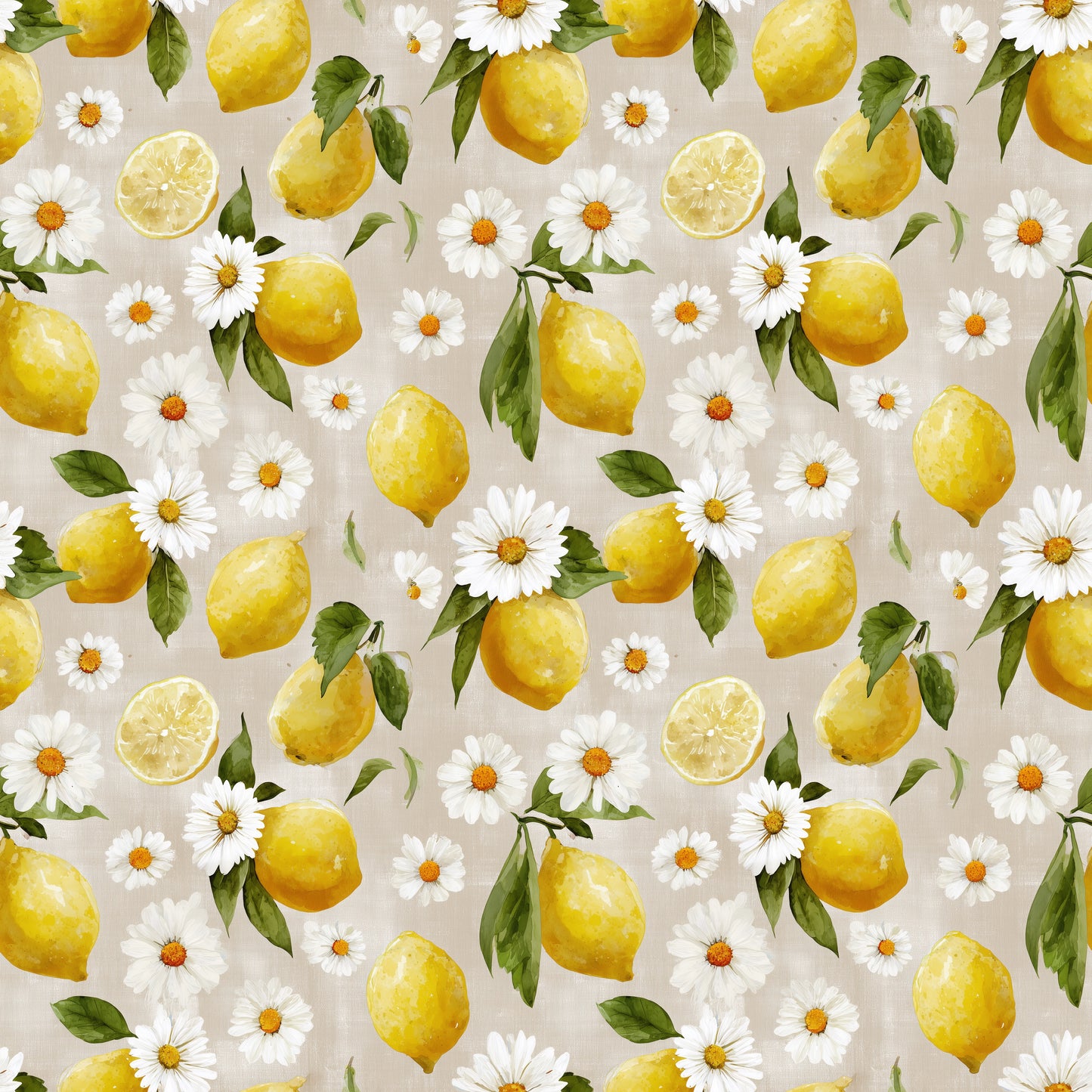 Daisy Lemons Digital Seamless Pattern