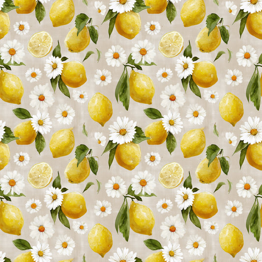 Daisy Lemons Digital Seamless Pattern