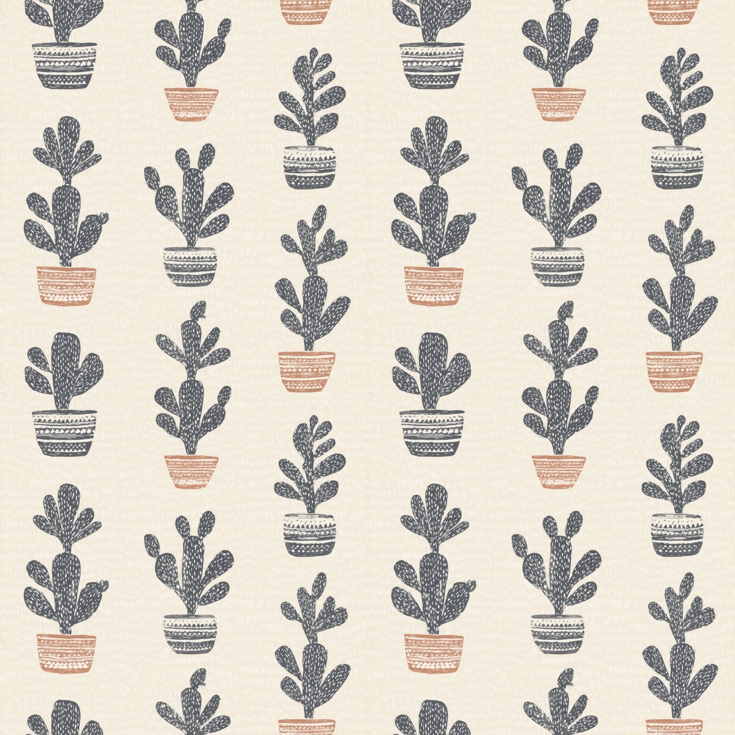 Dark Cacti Digital Seamless Pattern