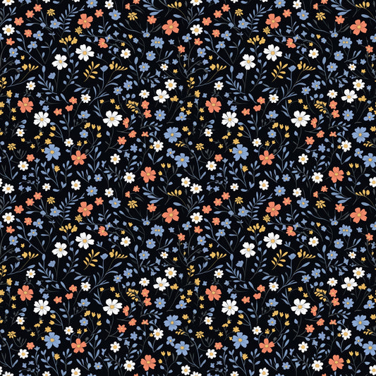 Dark Ditsy Floral Digital Seamless Pattern