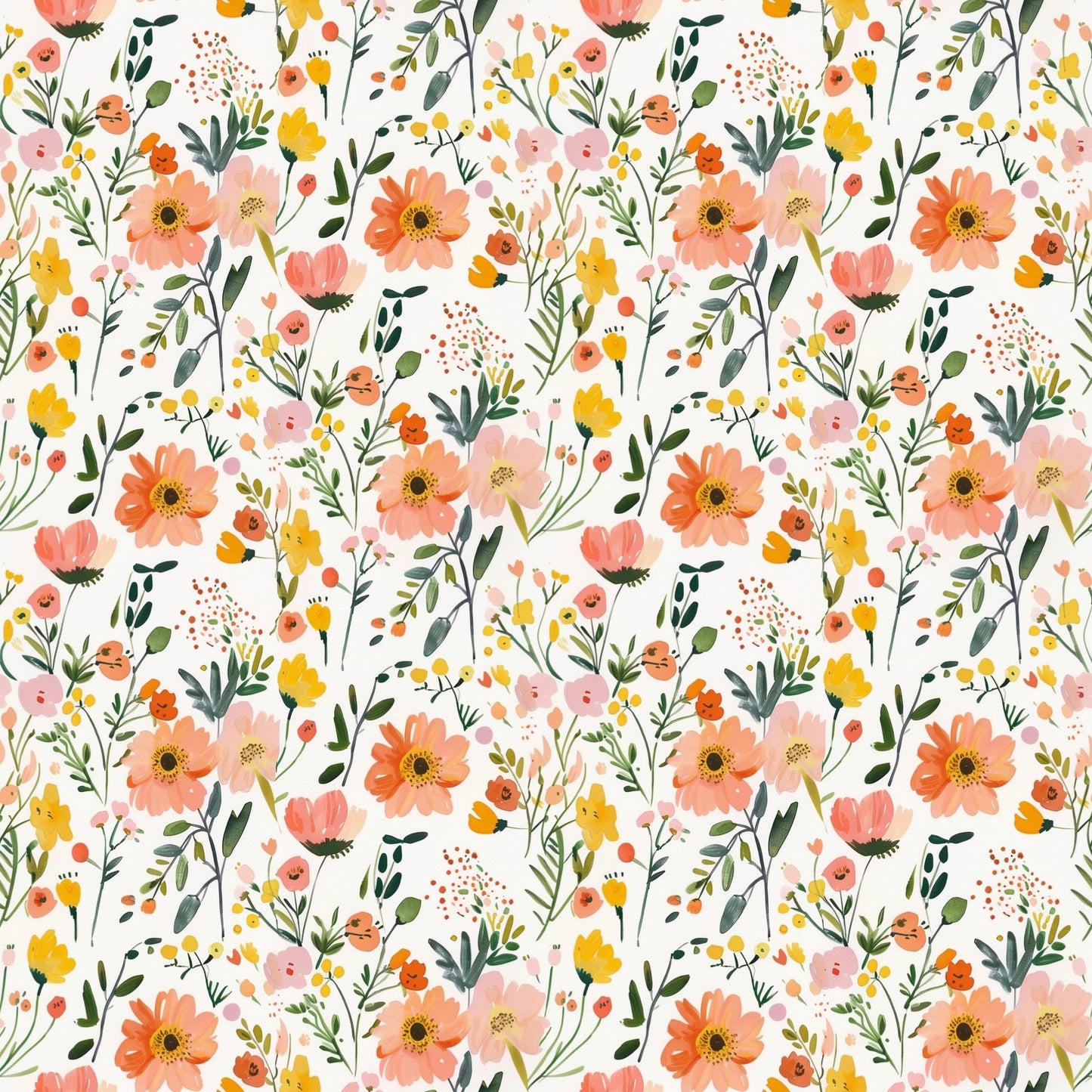 Delicate Peach Floral Digital Seamless Pattern