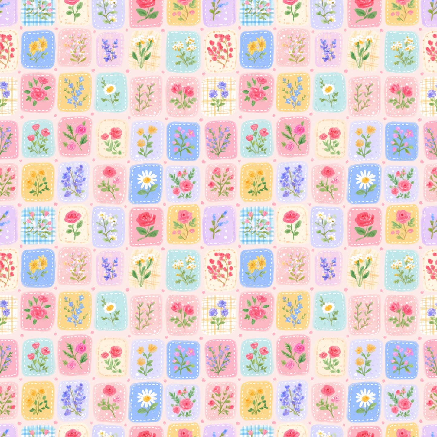 Delicate Pink Patchwork Digital Seamless Pattern