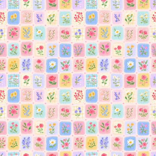 Delicate Pink Patchwork Digital Seamless Pattern