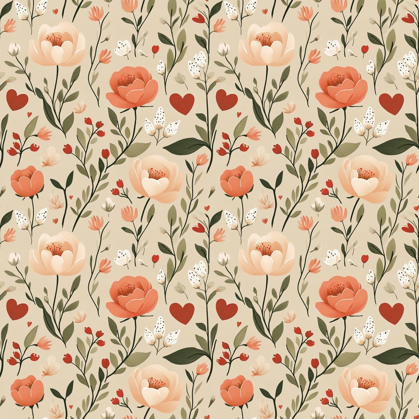 Delicate Roses Digital Seamless Pattern