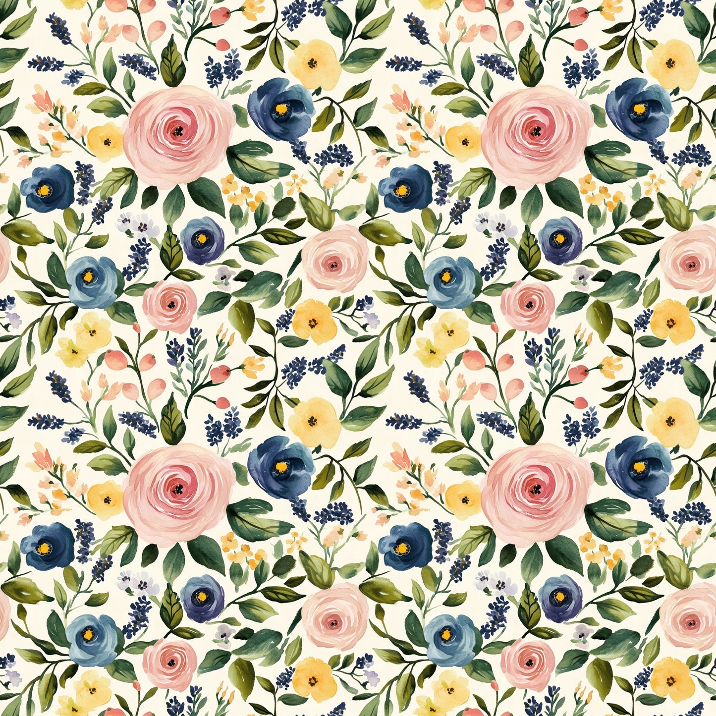 Delicate Summer Blooms Digital Seamless Pattern