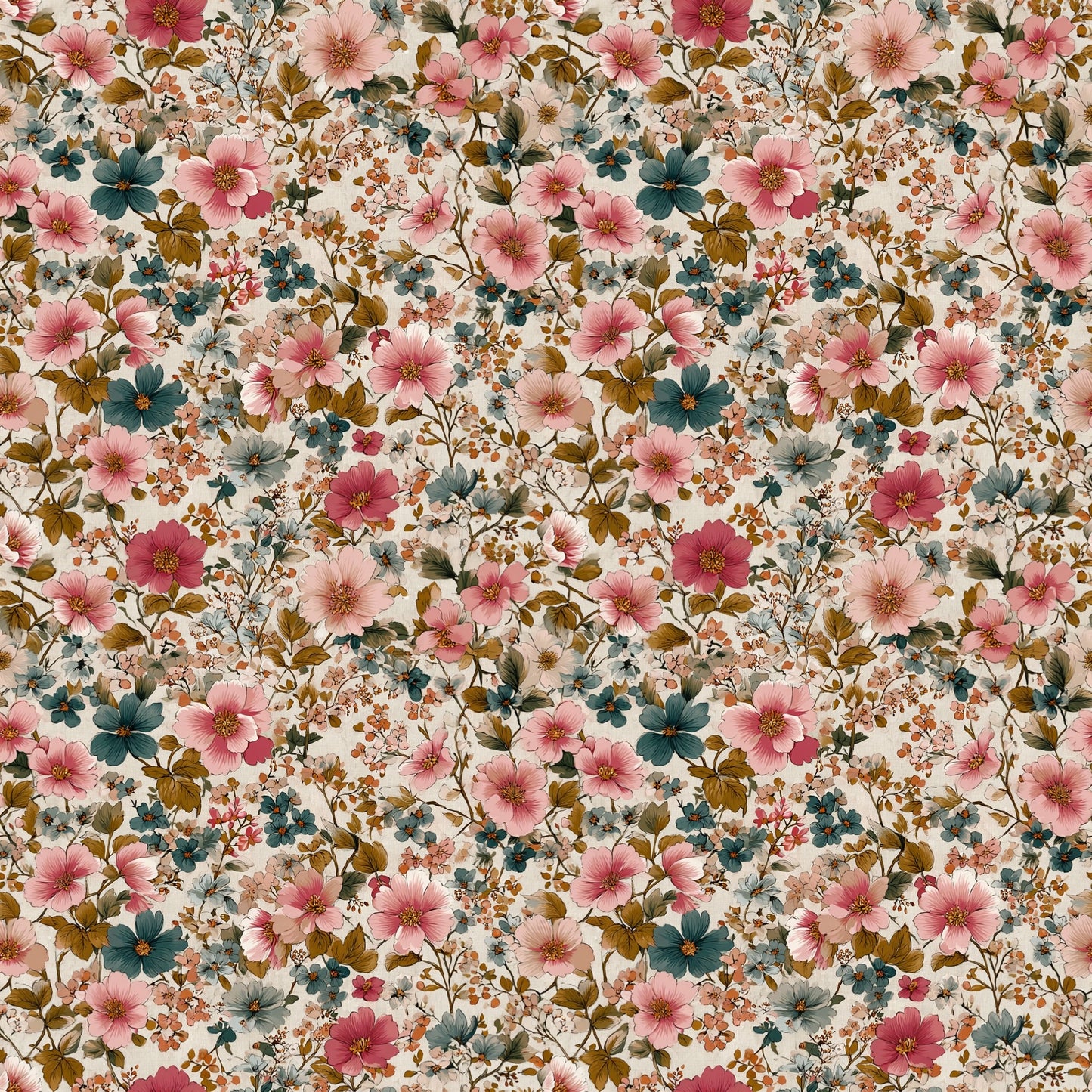 Dense Pink Ditsy Floral Digital Seamless Pattern