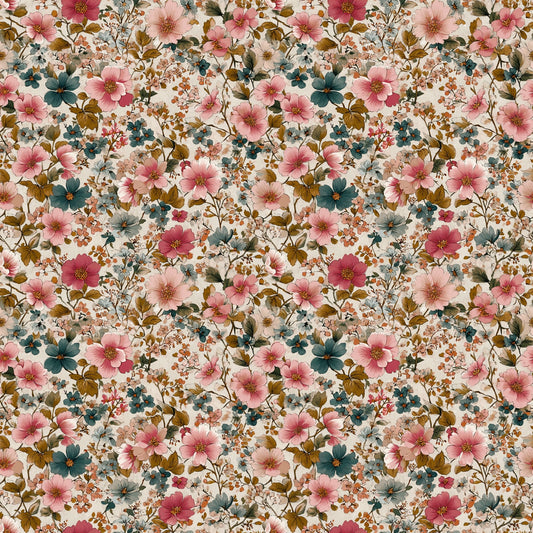 Dense Pink Ditsy Floral Digital Seamless Pattern