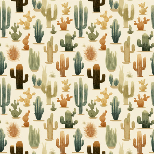 Desert Cactus Digital Seamless Pattern
