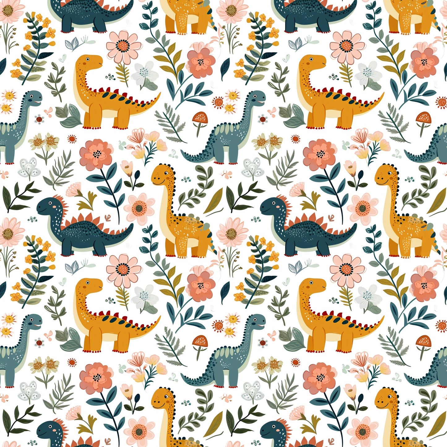 Dinosaur Land Digital Seamless Pattern