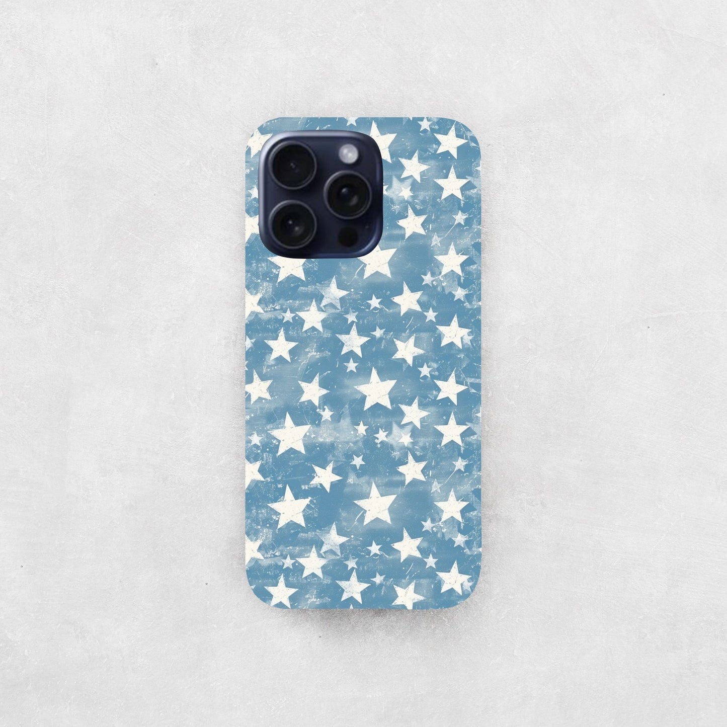 Distressed Blue Stars Digital Seamless Pattern