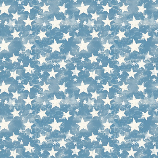 Distressed Blue Stars Digital Seamless Pattern