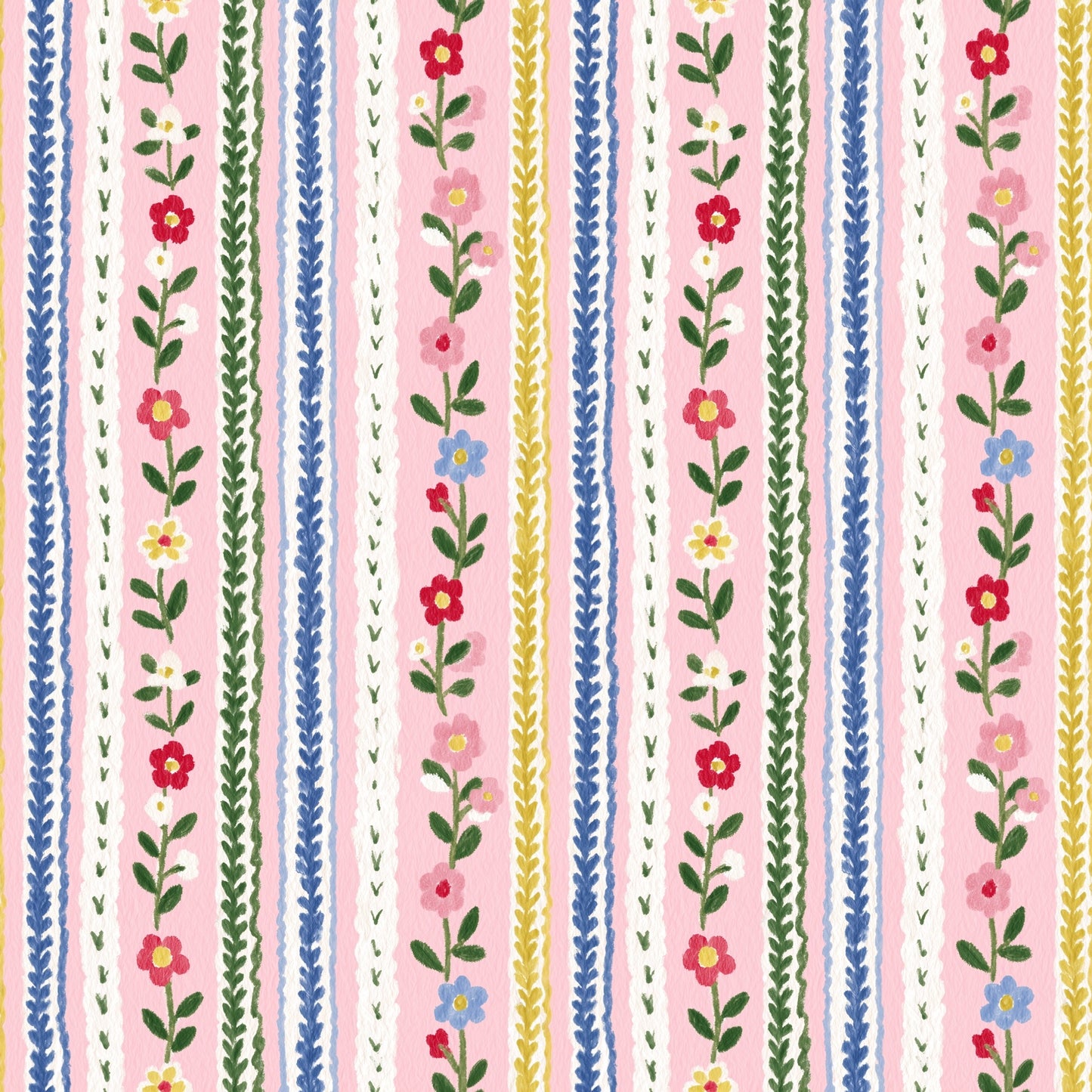 Ditsy Floral Stripes Digital Seamless Pattern