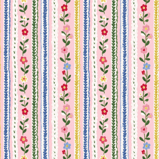 Ditsy Floral Stripes Digital Seamless Pattern