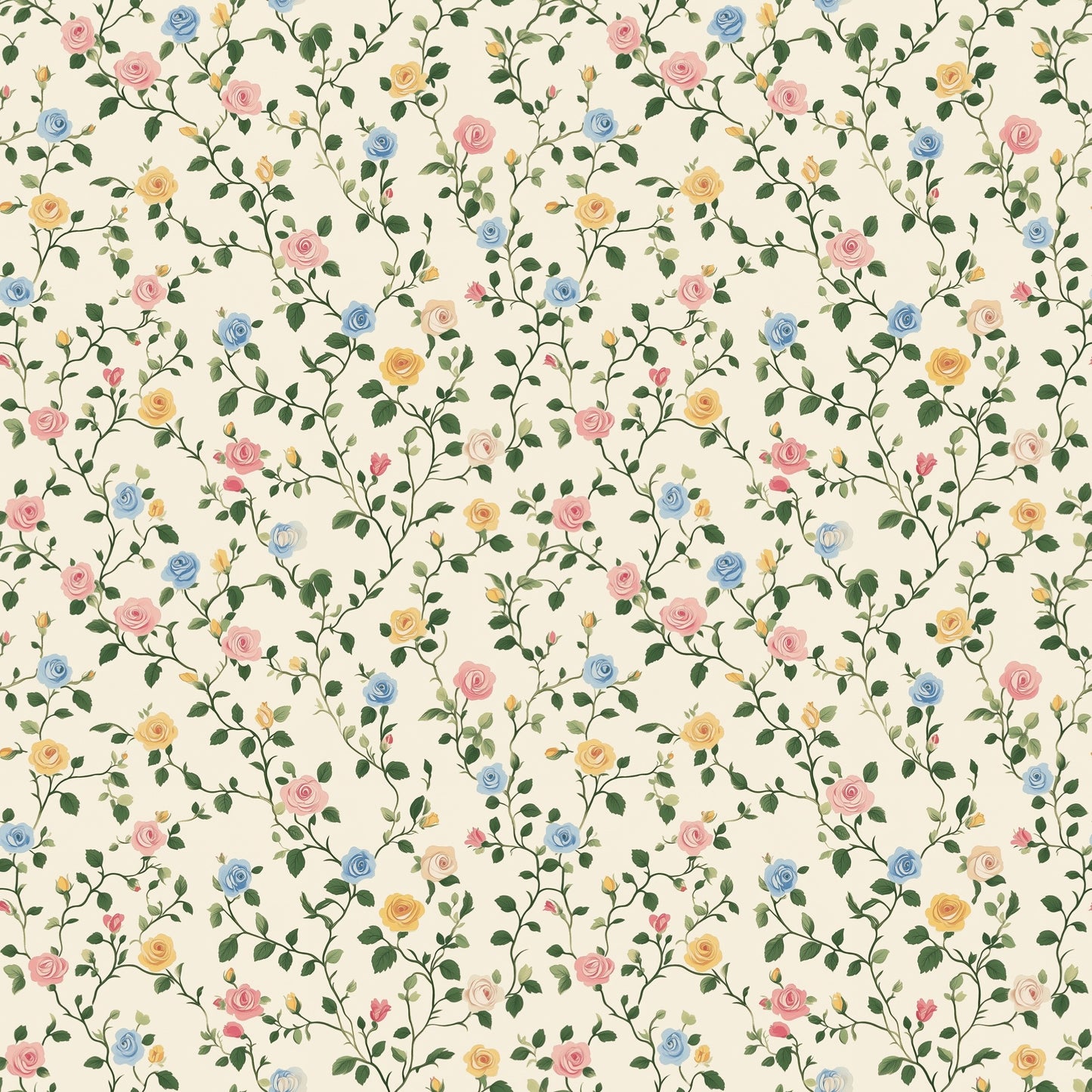 Ditsy Roses Digital Seamless Pattern