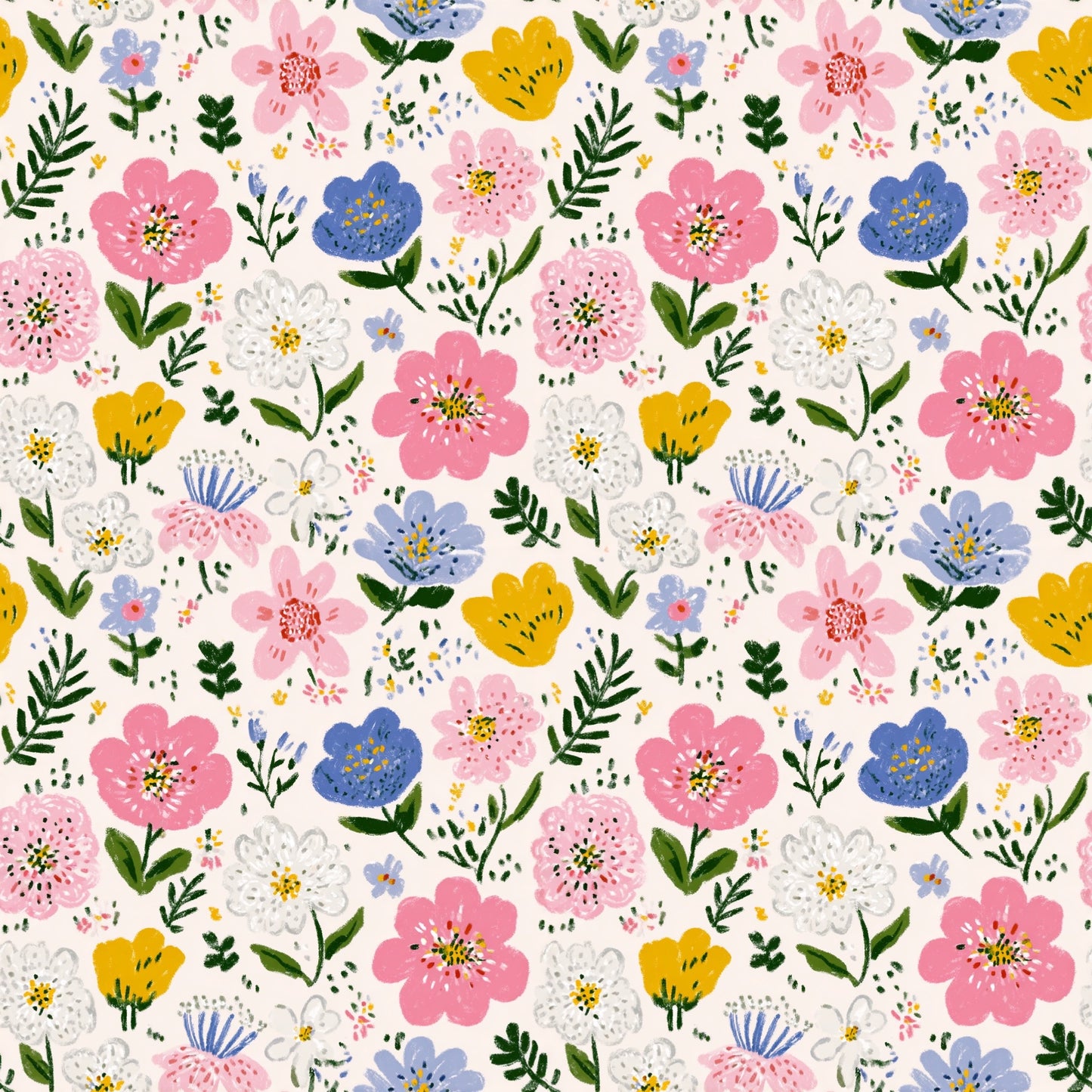 Ditsy Spring Garden Digital Seamless Pattern