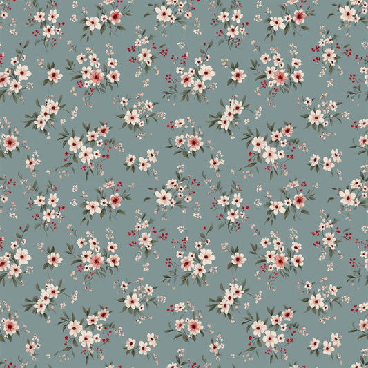 Ditsy Teal Floral Digital Seamless Pattern