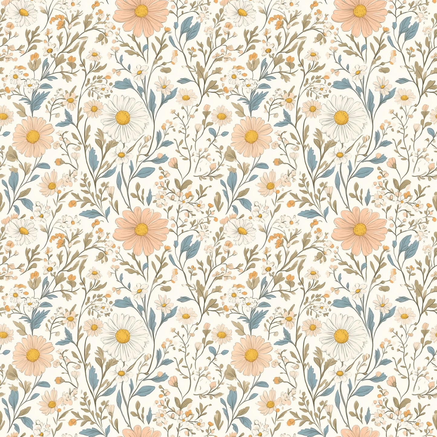 Ditsy Vintage Floral Digital Seamless Pattern