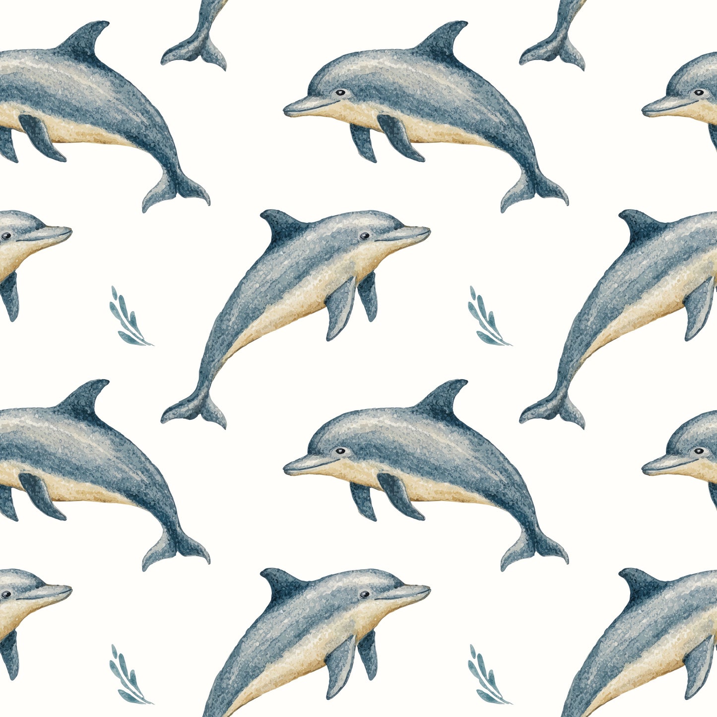 Dolphins Playing Digital Seamless Pattern