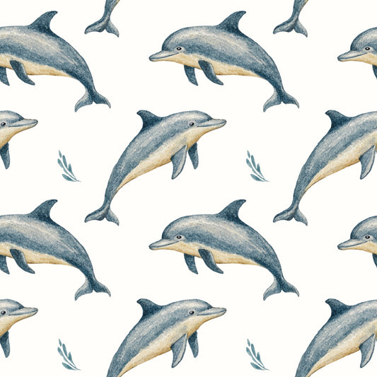 Dolphins Playing Digital Seamless Pattern