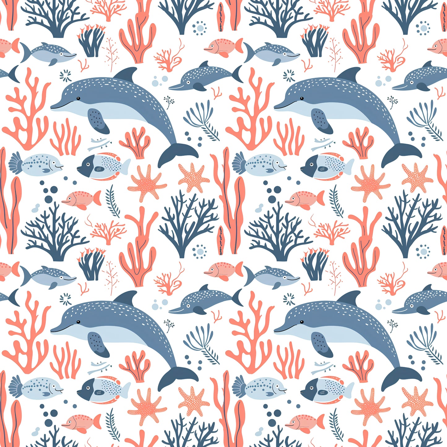 Dolphins Digital Seamless Pattern