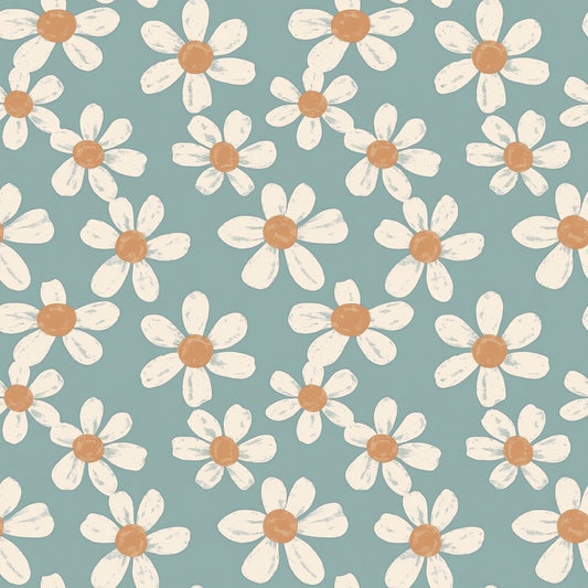 Doodle Daisies Digital Seamless Pattern