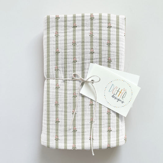 Petal Blooms Green Stripes