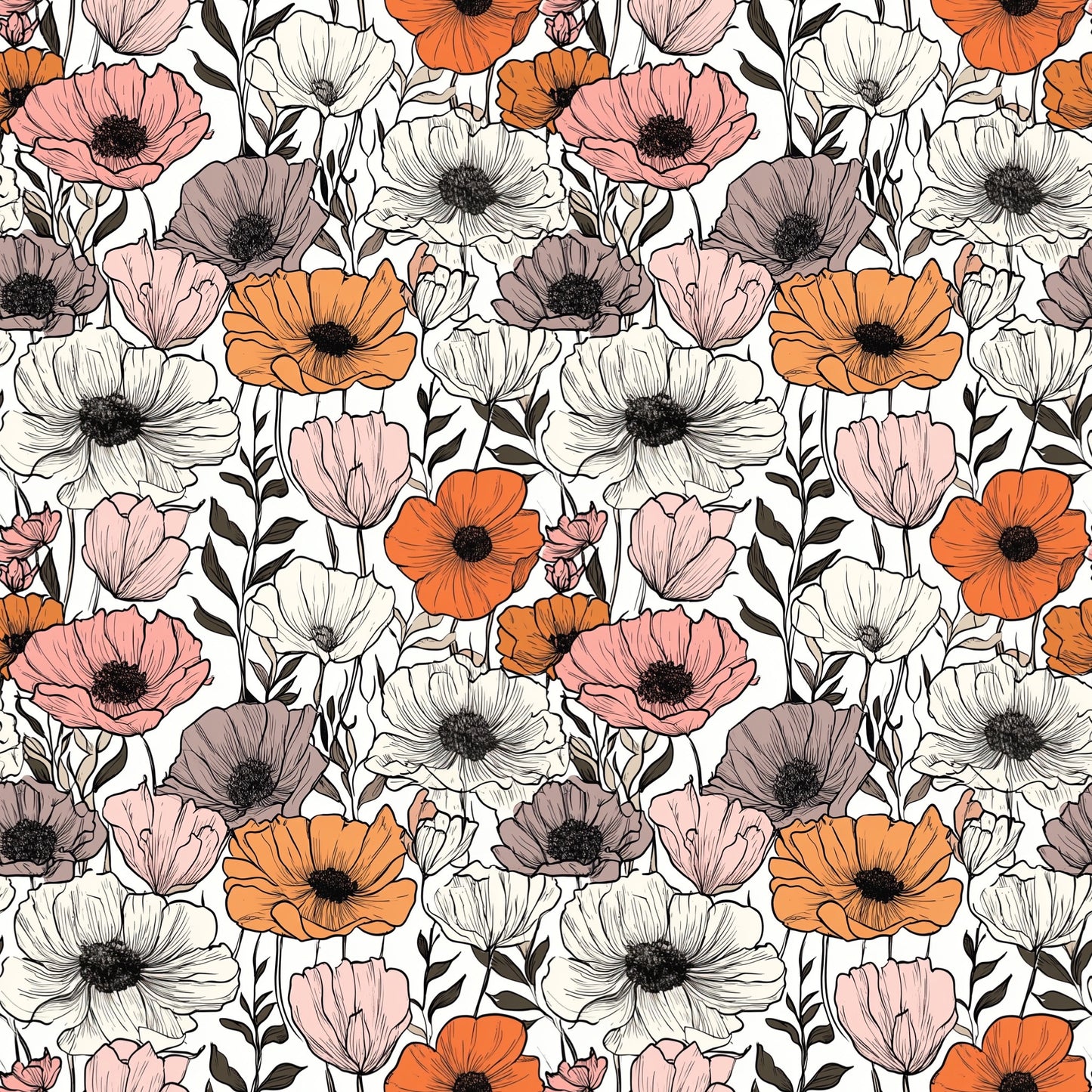 Bold Floral Digital Seamless Pattern