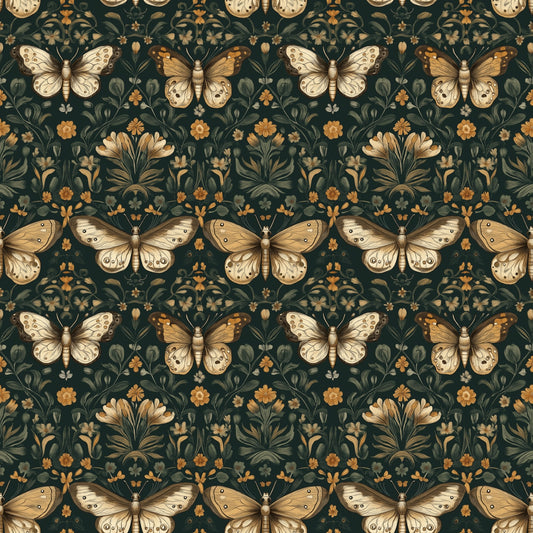 Dreamy Moths Digital Seamless Pattern