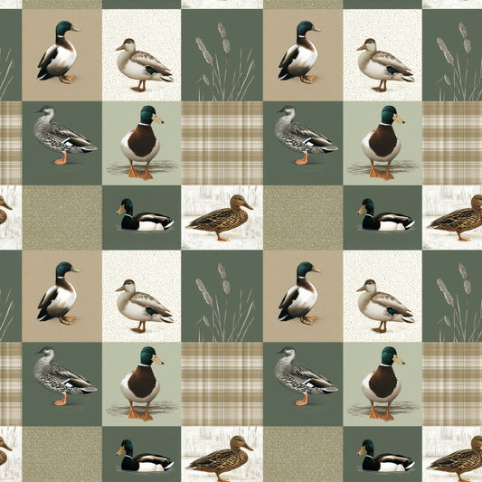 Duck Hunt Patches Quilt Digital Seamless Pattern