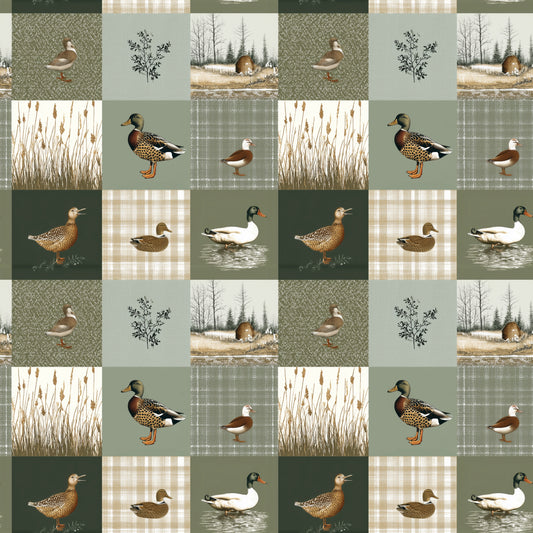Duck Hunt Patchwork Digital Seamless Pattern